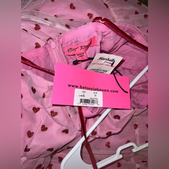 Betsey Johnson Valentines Heart Print Pink Dress - Picture 11 of 12